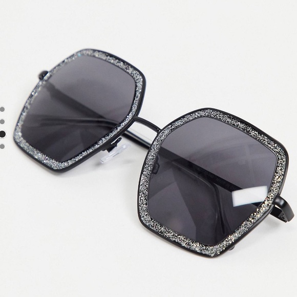 AJ MORGAN black hexagon sunglasses with glitter - Picture 10 of 11